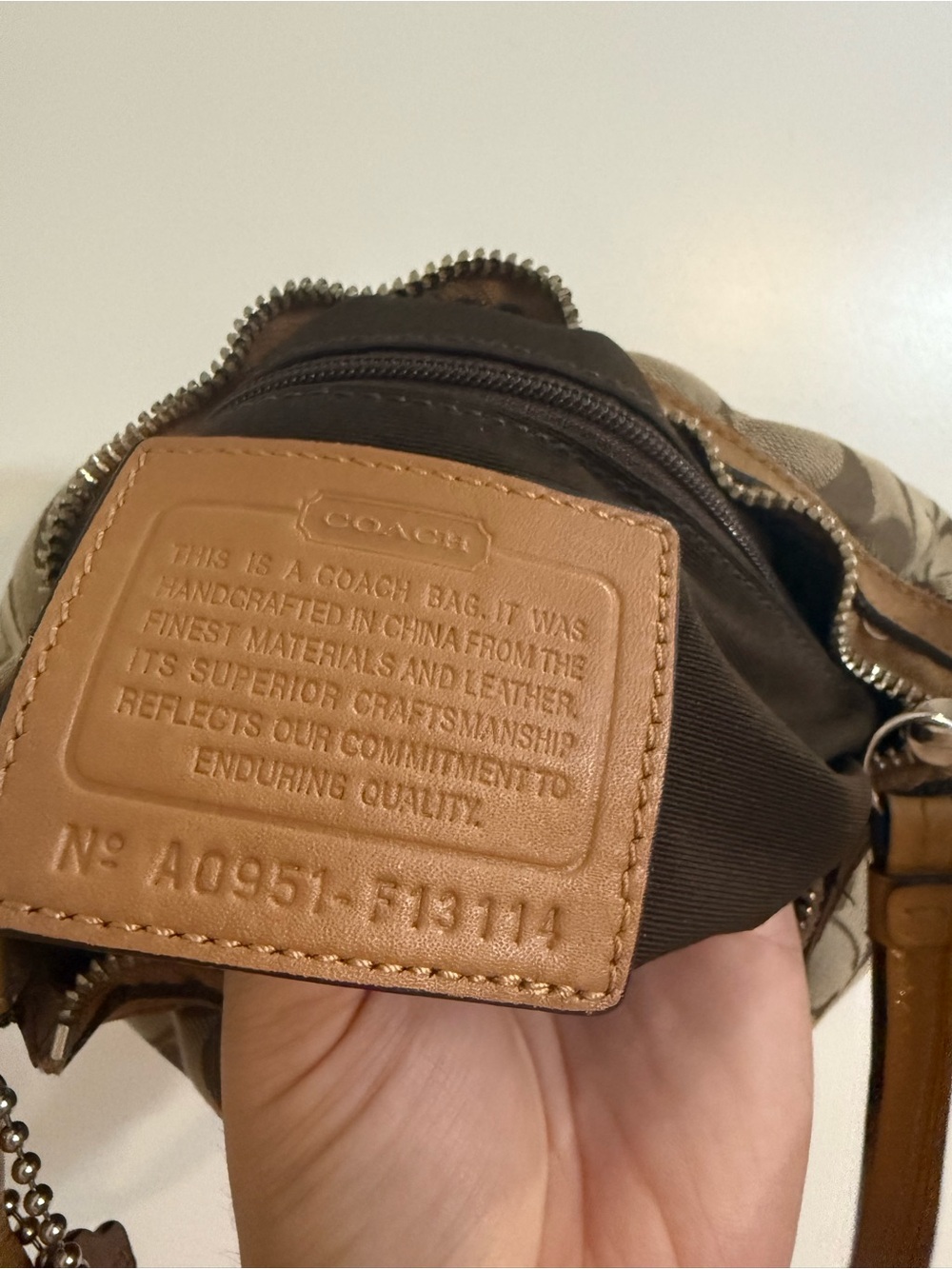 Coach Jacquard Hobo/Soho Signature Canvas Small Shoulder Bag in Khaki/Brass - Picture 7 of 7